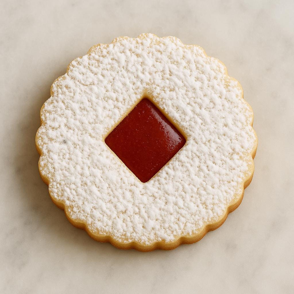 Linzer Diamond Cookie Cutter Set - Round Scalloped with Diamond shaped - Diamond Delight!