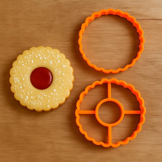 Linzer Round Cookie Cutter Set - Round Scalloped with Round shaped - Round Perfection!