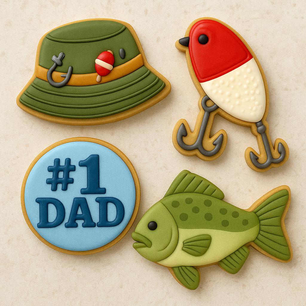Fishing Set Cookie Cutter Set - Get all Four Cutters - Give your Dad Some Peace and Quiet on the Lake.