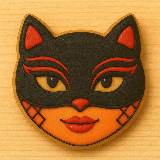 Fierce Feline Mask Cookie Cutter – Halloween Glam Meets Meow Magic!