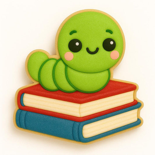 Kawaii Bookworm Cookie Cutter – Smart, Sweet, and School-Ready!