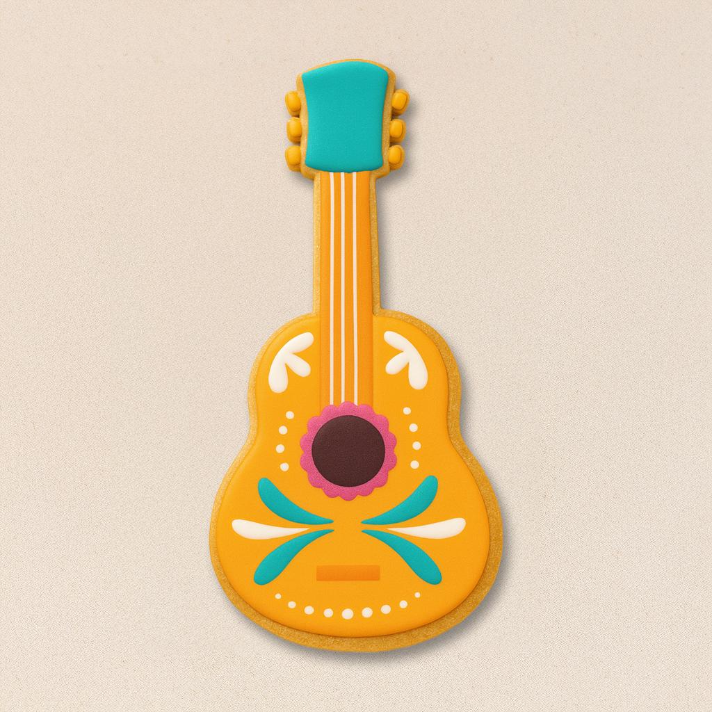 DIA Guitar Cookie – Dia de los Muertos Decorated Sugar Cookie