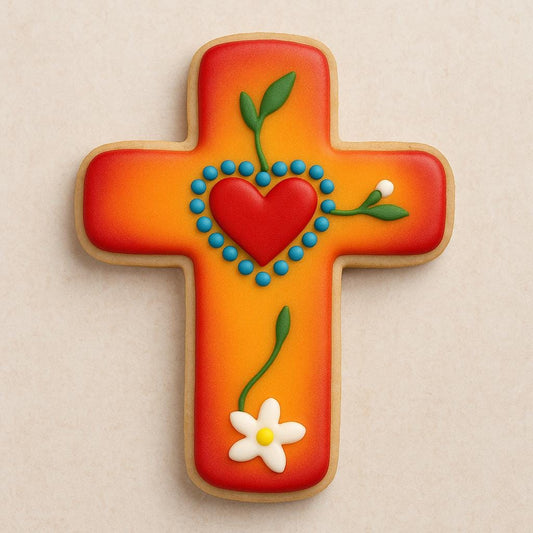 DIA Sacred_Heart Cross Cookie - Day of the Dead Cross