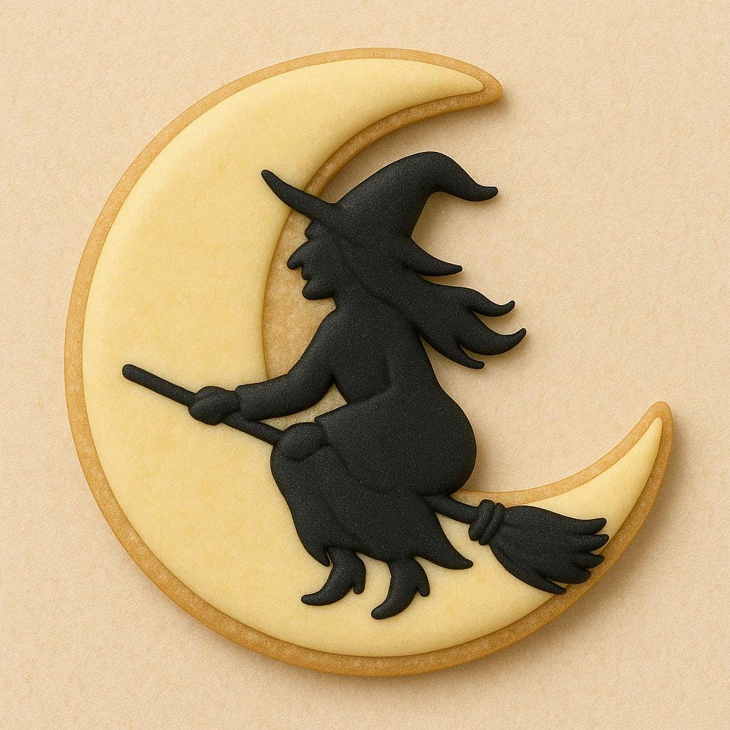 Flying_Witch Crescent_Moon Cookie Cutter – Spellbound & Sweet! – Two Styles to Choose!