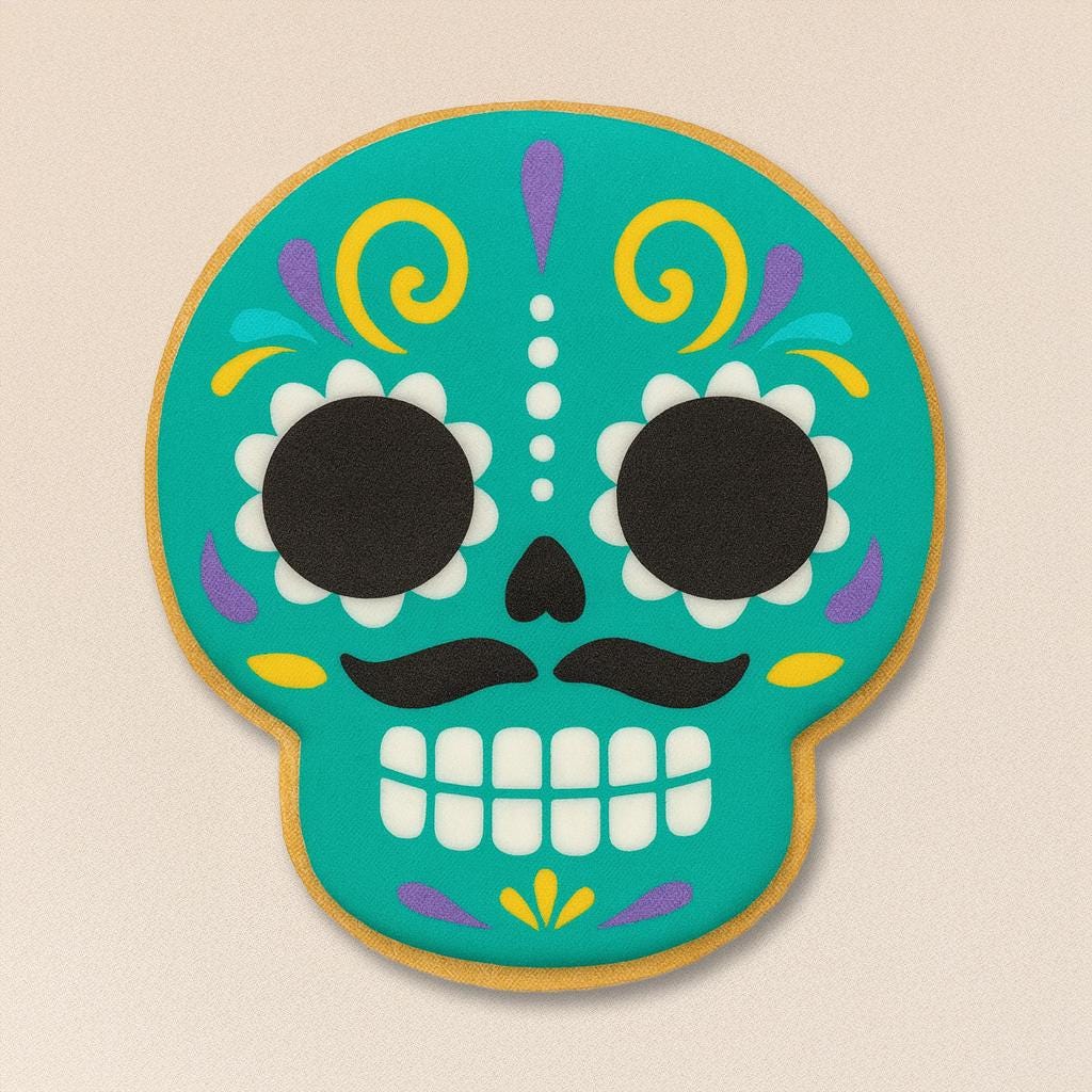 Mustache Skull Cookie – Día de los Muertos Decorated Cookie