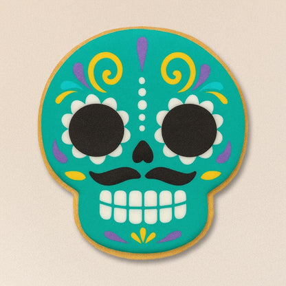 Mustache Skull Cookie – Día de los Muertos Decorated Cookie