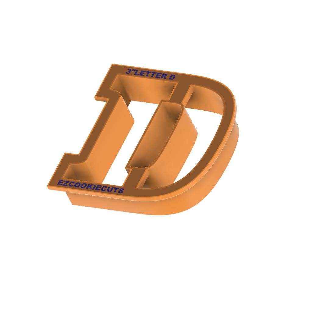 STL - Letter D -  Digital Cookie Cutter STL File – 2", 3", and 4" Sizes Included