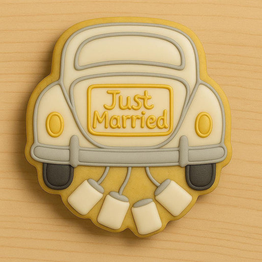 Just married car cookie cutter – sweet send-off!