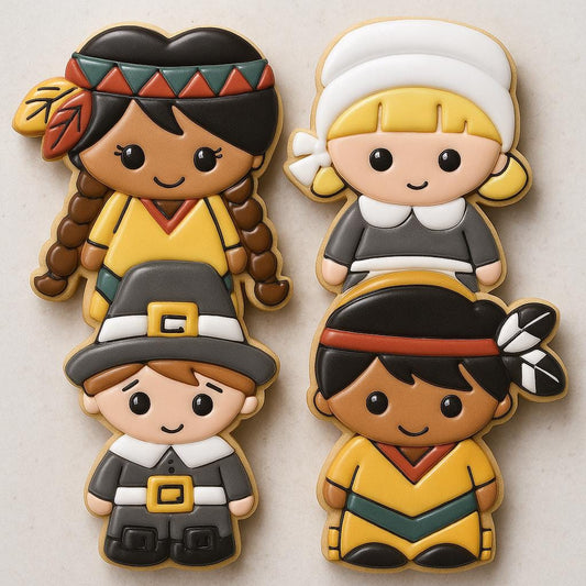Pilgrim Indians Cookie Set of 4 – A Harvest of Sweetness!