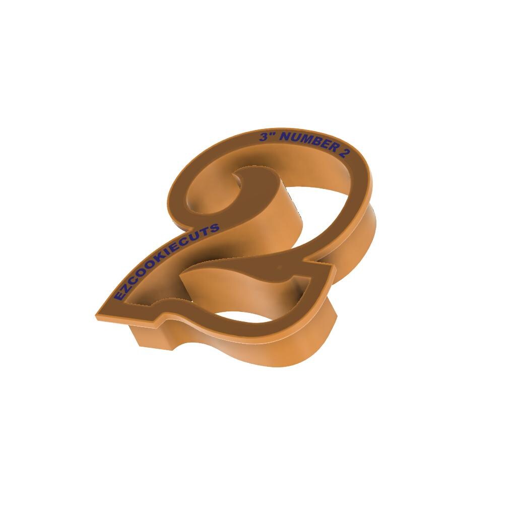 STL - Number 2 -  Digital Cookie Cutter STL File – 2", 3", and 4" Sizes Included