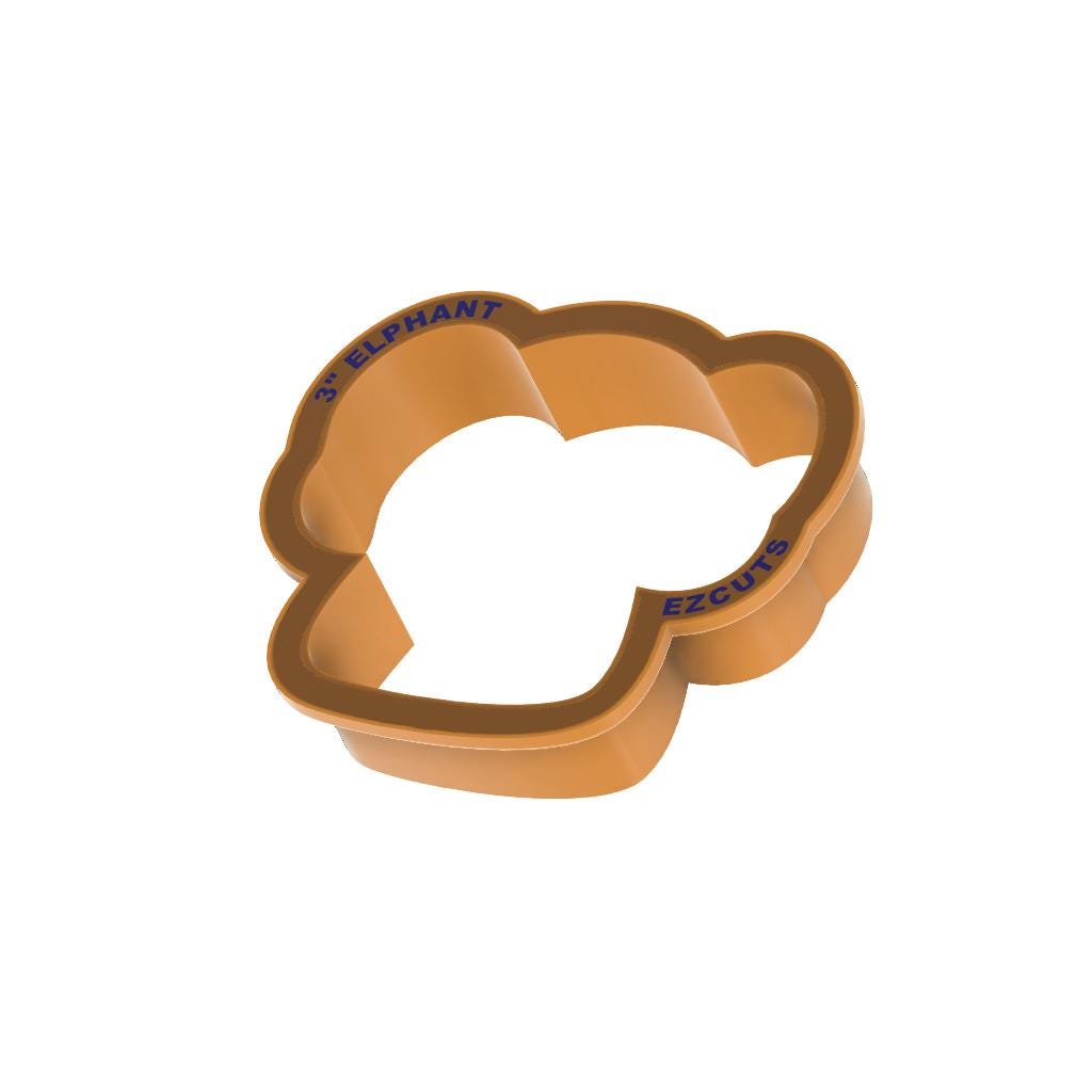 STL Elephant_Head-  Digital Cookie Cutter STL File – 2", 3", and 4" Sizes Included