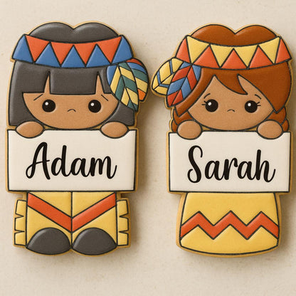 Indians SET_Personalized Cookie Cutter Set of 2 – Sweet Treats with a Custom Touch, Perfect for Thanksgiving placement