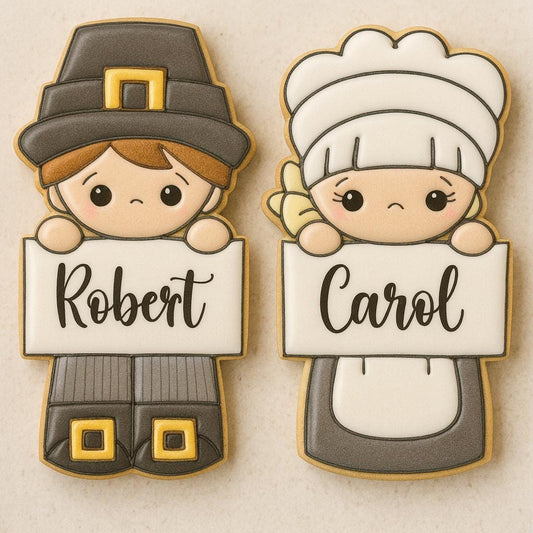 Pilgrims SET_Personized Cookie Cutter Set of 2 – Thanksgiving Treats Made Just for You!  Perfect for a Thanksgiving place setting