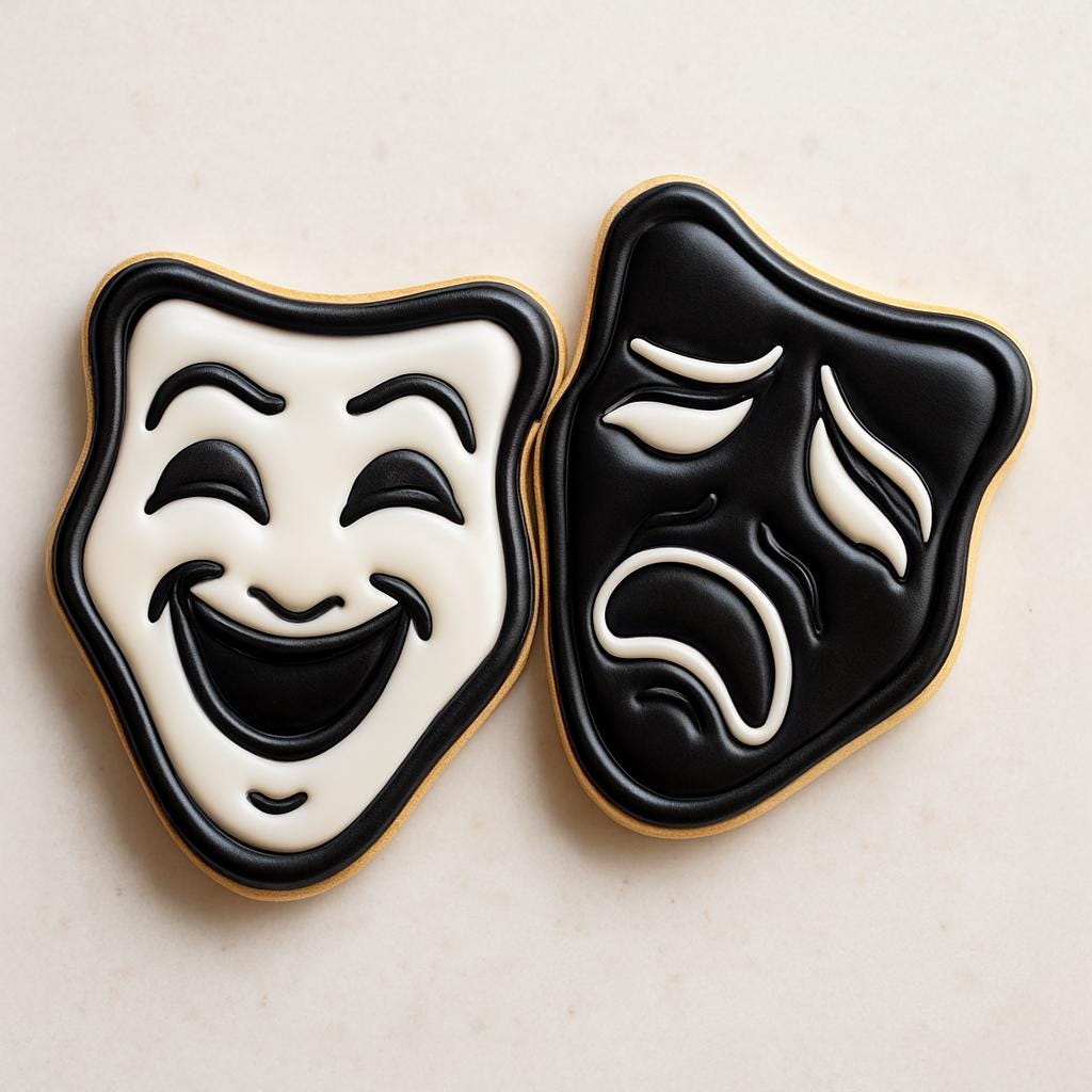 Drama &_Comedy Mask Cookie Cutter Set – Theater-Inspired Baking Fun!