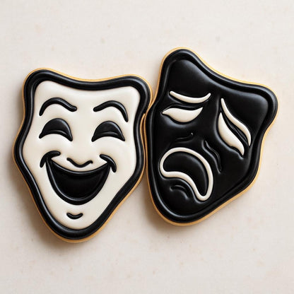 Drama &_Comedy Mask Cookie Cutter Set – Theater-Inspired Baking Fun!
