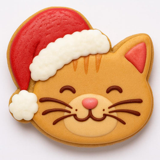 Santa Cat_Face Cookie Cutter | Christmas Cat Cookie | Holiday Pet Cookie | Cat Lover Baking Cutter | Santa Paws Collection