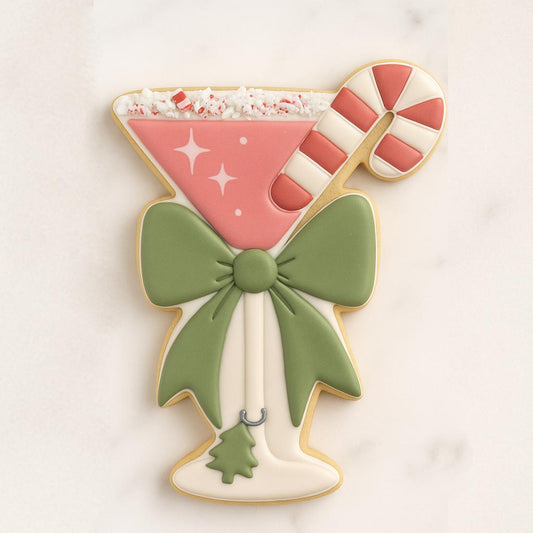Peppermint Martini Cookie Cutter | Holiday Cocktail Cookie | Christmas Drink Cookie Cutter | Candy Cane Martini Design