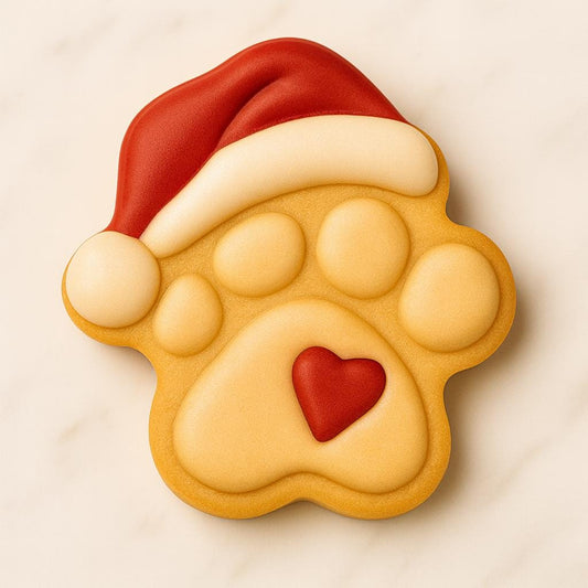 Christmas Paw Print Cookie Cutter | Dog Lover Holiday Cookie | Santa Paw Baking Cutter