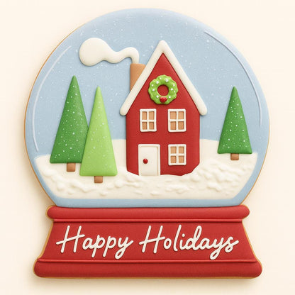 Snow Globe Happy Holidays Snow Globe Cookie Cutter – A Classic Winter Scene!