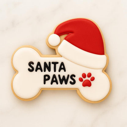 Santa Paws Cookie Cutter | Dog Bone Christmas Cookie | Pet Holiday Cookie Cutter | Christmas Dog Treat Design