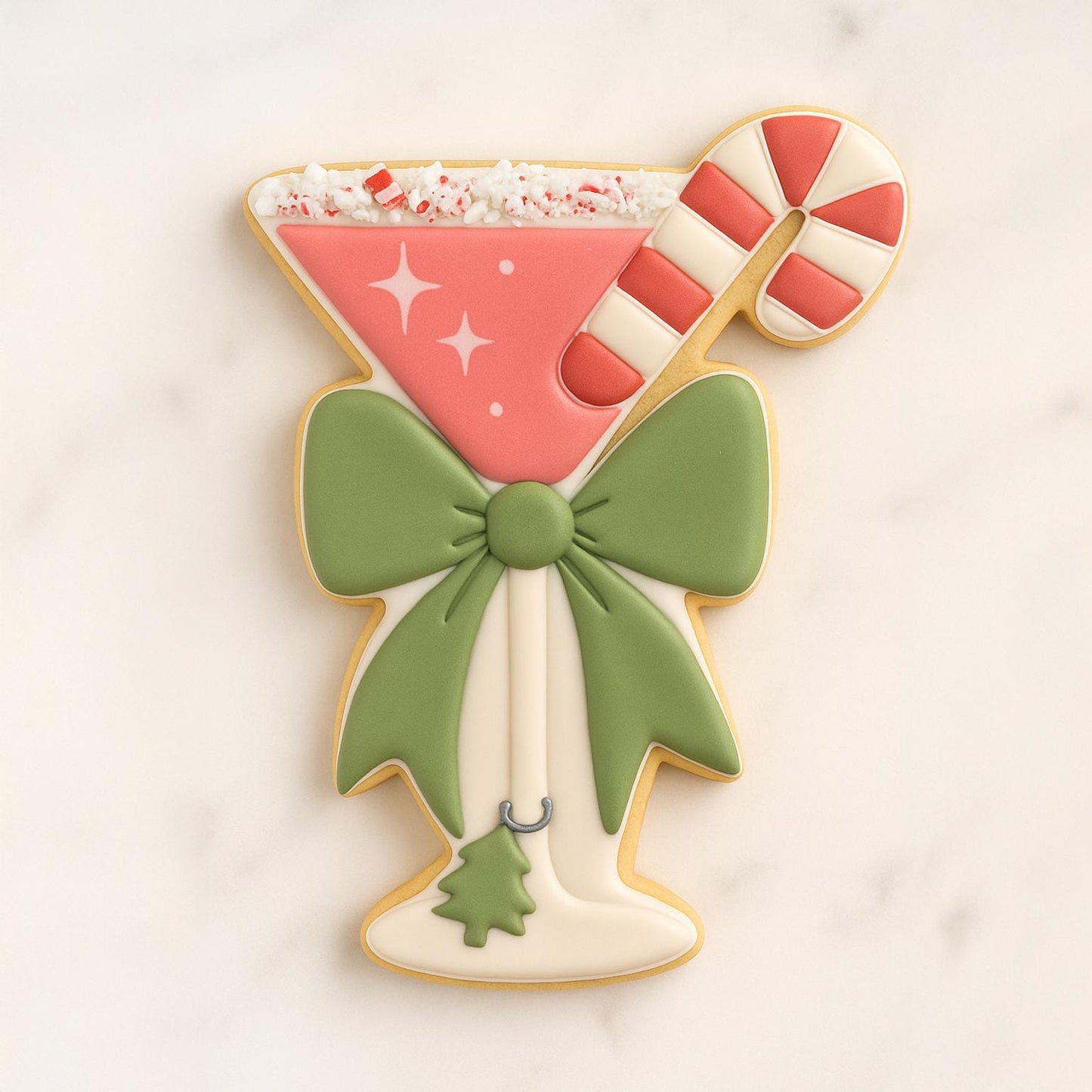 Peppermint Martini Cookie Cutter | Holiday Cocktail Cookie | Christmas Drink Cookie Cutter | Candy Cane Martini