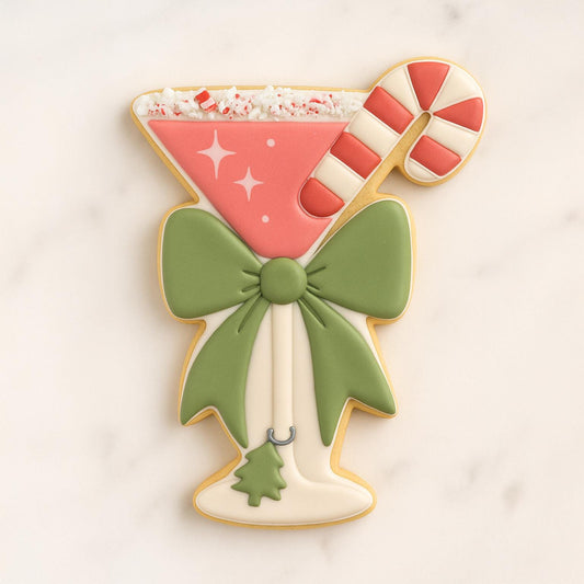 Peppermint Martini Cookie Cutter | Holiday Cocktail Cookie | Christmas Drink Cookie Cutter | Candy Cane Martini