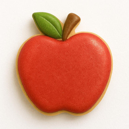 Apple-shaped cookie cutter designed for fall baking, school-themed treats, or Thanksgiving desserts. Features a comfortable handle and sharp blade for precise dough cutting.