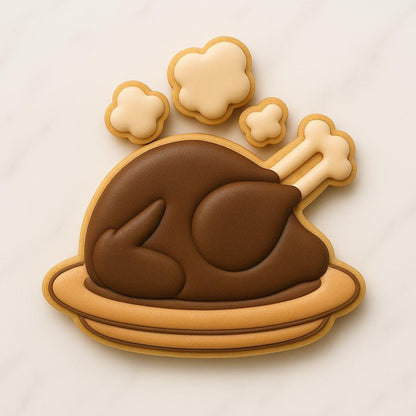 A set of decorated Christmas cookies inspired by the movie National Lampoon’s Christmas Vacation, including a car with a tree, moose mug, green trapper hat, Clark Griswold in a Santa suit tangled in lights, a roasted turkey, black cat with Christmas lights, “You Serious, Clark?” quote cookie, and an RV with a wreath.