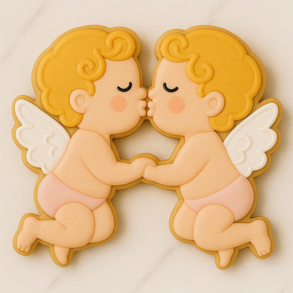 Cupids Kissing Valentine Cookie Cutter – Romantic Angel Cookie Design