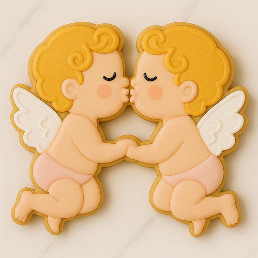 Cupids Kissing Valentine Cookie Cutter – Romantic Angel Cookie Design