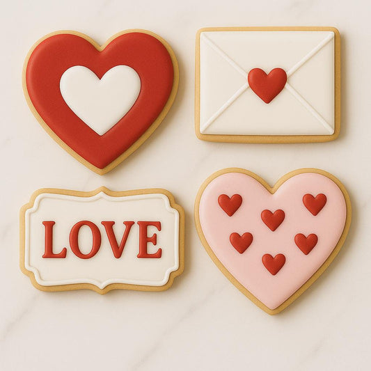 Valentines Set_A Cookie Cutter Set – Hearts, Love Letter & “LOVE” Plaque