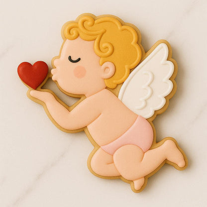 Cupid kissing_Heart Valentine Cookie Cutter – Classic Cupid Arrow Design