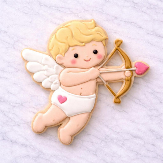 Cupid with_Bow_2 Valentine Cookie Cutter – Classic Cupid Shooting an Love Arrow Design