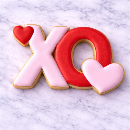 XOXO Cookie Cutter | Valentine’s Day Letter Cookie Cutter with Hearts | 3D Printed Sugar Cookie Cutter with Optional Stamp