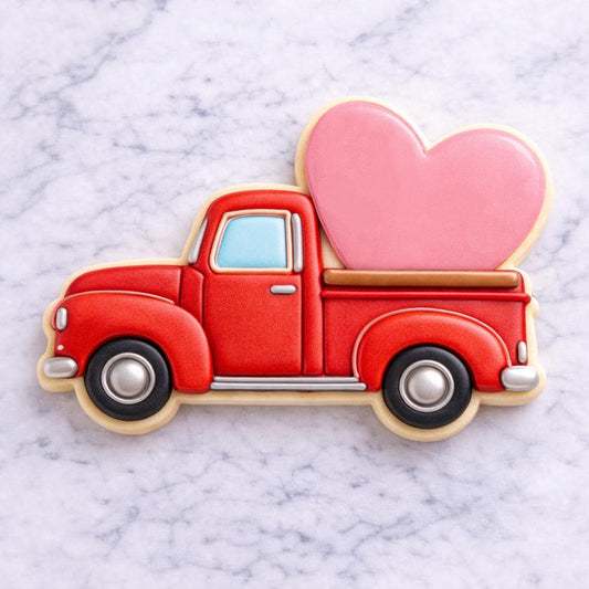 Valentine Truck Cookie Cutter – Vintage Truck with large heart Design