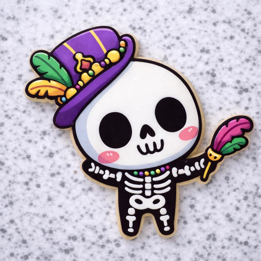 Skull Cookie Cutter | Mardi Gras Skeleton Cookie Cutter with Stamp | New Orleans Mardi Gras Royal Icing Cookie Cutter