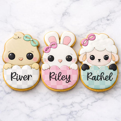 Personalized Chick_Egg Cookie Cutter | Easter Chick Cookie Cutter | Custom Name Chick Cookies | Baby Shower Chick Cookies | Spring Cookie