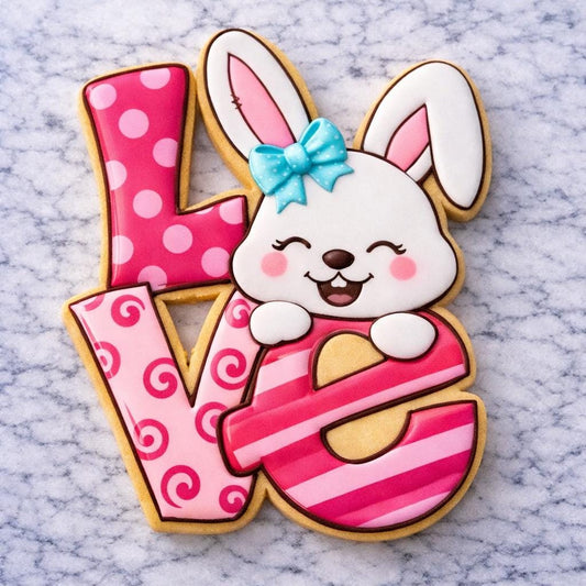 LOVE Bunny Cookie Cutter | Easter Bunny Cookie Cutter | Valentine Bunny Cookie | Cute Rabbit Sugar Cookie Cutter | Spring Cookie Cutter