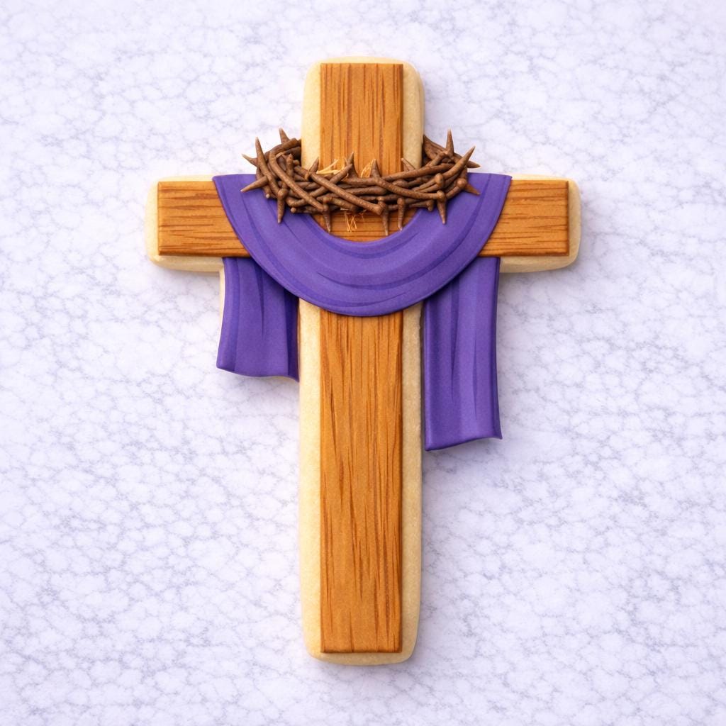 Palm Sunday Cross Cookie Cutter | Easter Cross Cutter with Crown of Thorns | Religious Cookie Cutter | Christian Easter Cookie