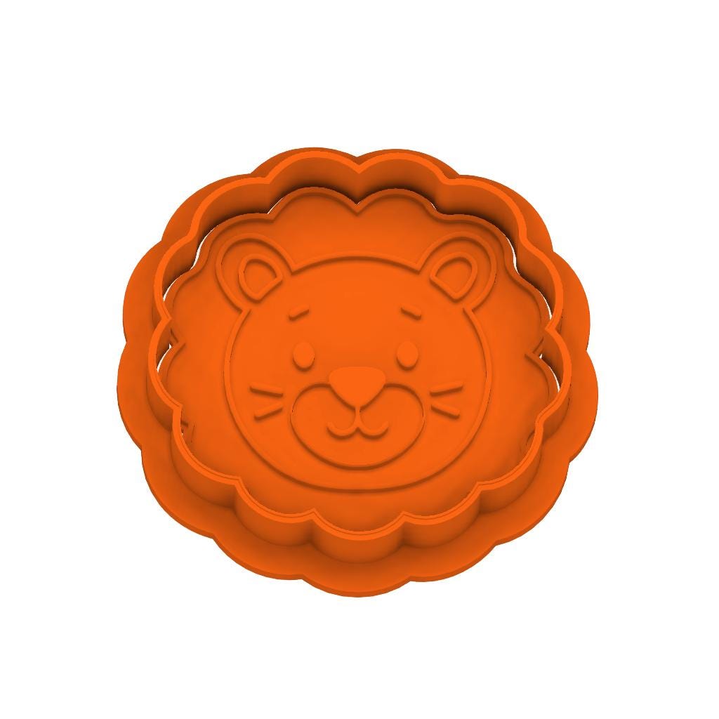 STL Lion_Head -  Cutter and Stamp included with Knobs - Digital Cookie Cutter STL File – 2", 3", and 4" Sizes Included