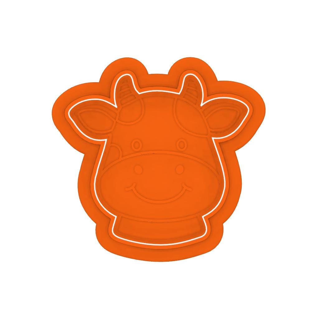 STL Cow_Head - Cutter and Stamp with knobs included - Digital Cookie Cutter STL File – 2", 3", and 4" Sizes Included