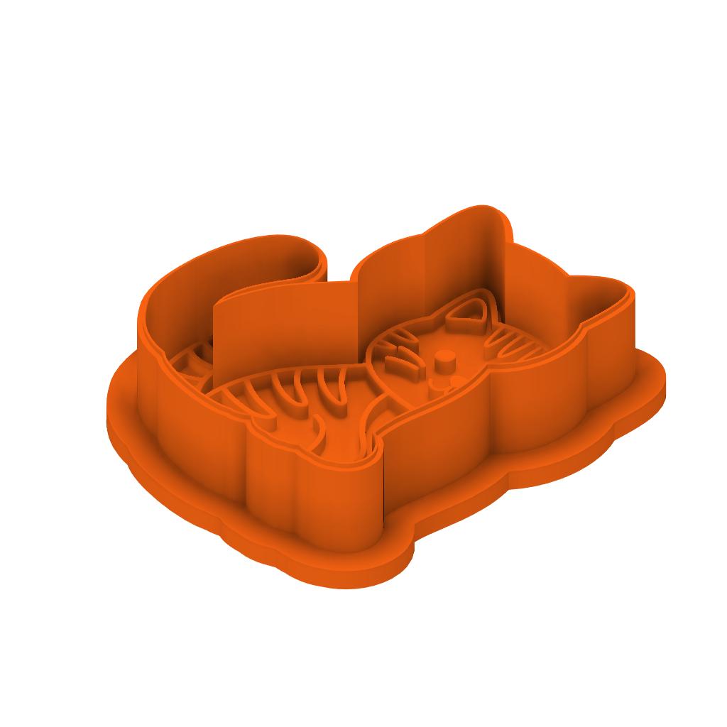 STL Cat_Body -  Cutter and Stamp with knobs - Digital Cookie Cutter STL File – 2", 3", and 4" Sizes Included