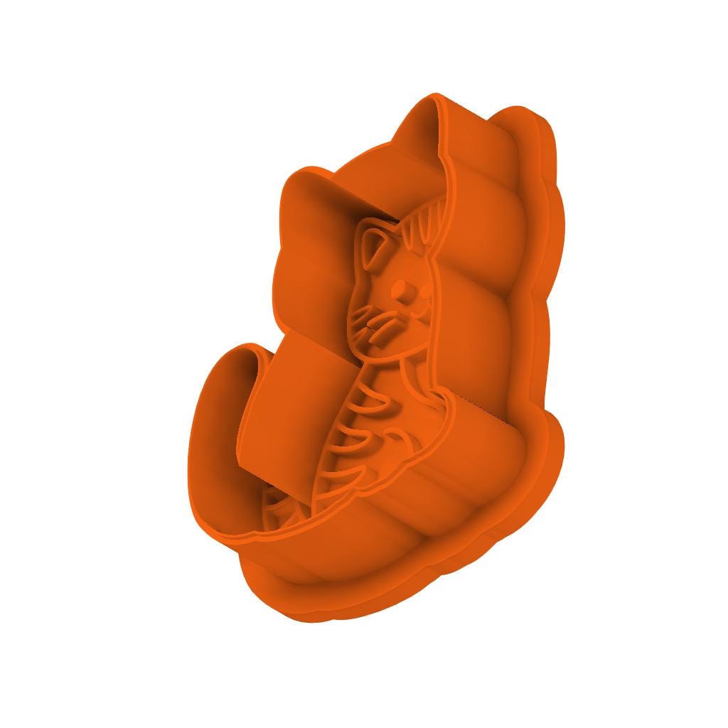 STL Cat_Body -  Cutter and Stamp with knobs - Digital Cookie Cutter STL File – 2", 3", and 4" Sizes Included