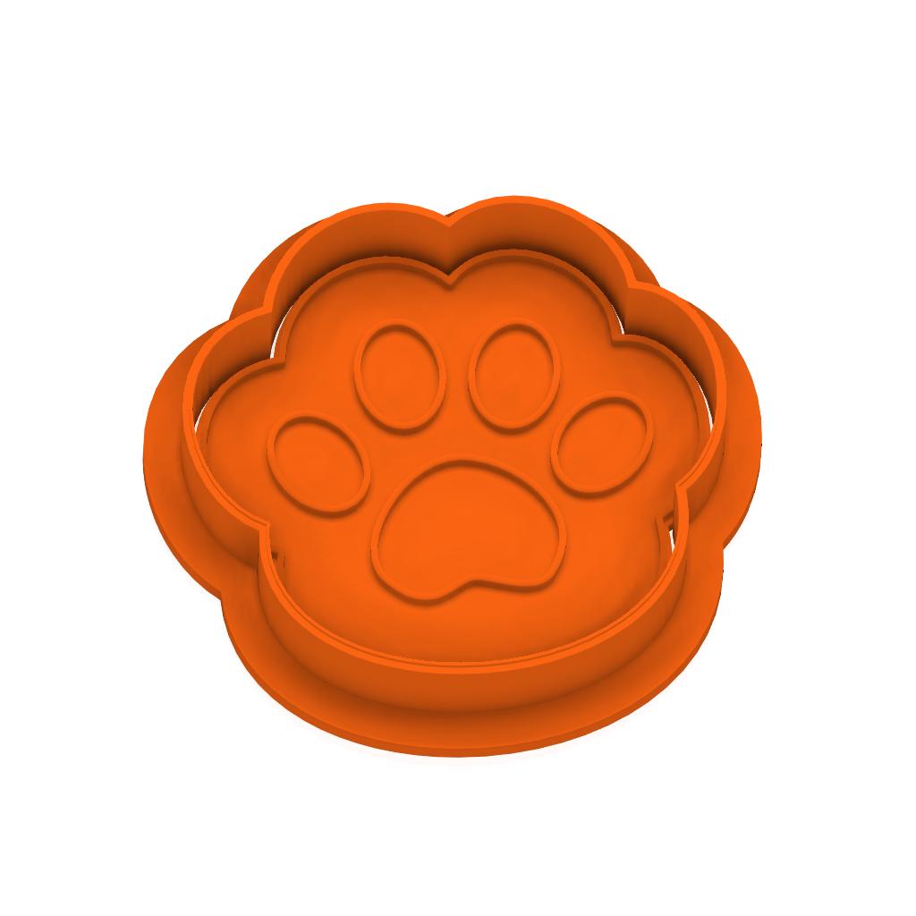 STL Cat_Paw - Cutter with Stamp and Knobs - Digital Cookie Cutter STL File – 2", 3", and 4" Sizes Included