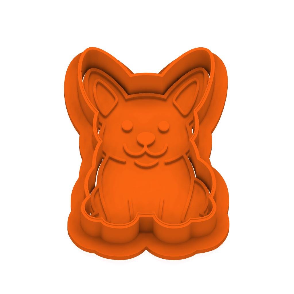 STL Corgi -  Cutter with Stamp and knob - Digital Cookie Cutter STL File – 2", 3", and 4" Sizes Included