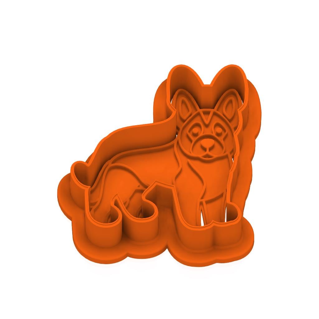 STL German_Shepherd -  Cutter with Stamp and Knob - Digital Cookie Cutter STL File – 2", 3", and 4" Sizes Included