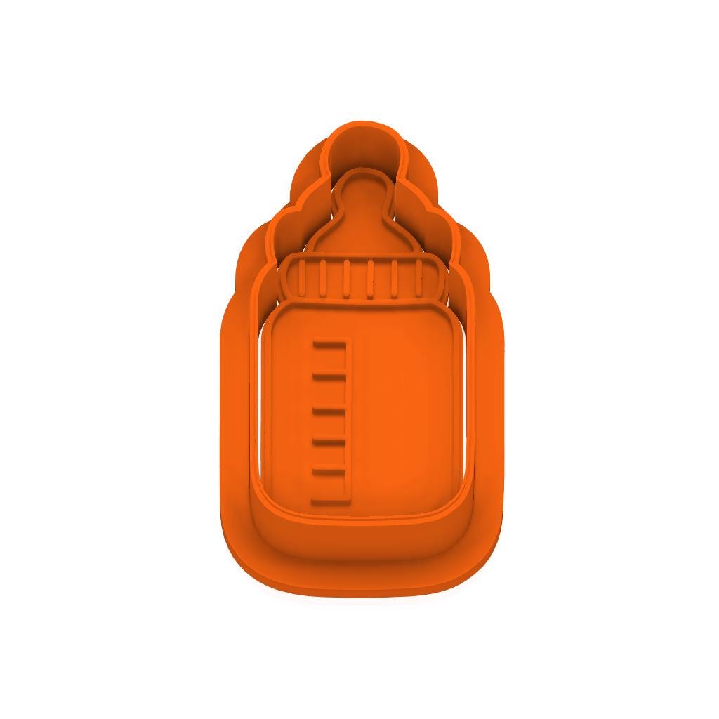 STL Baby_Bottle - Cutter with Stamp and Knobs - Digital Cookie Cutter STL File – 2", 3", and 4" Sizes Included