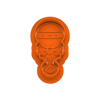 STL Baby_Rattle - Cutter with Stamp and Knobs - Digital Cookie Cutter STL File – 2", 3", and 4" Sizes Included