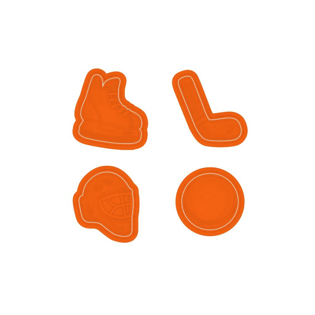 STL Hockey Set - 4 Cutters with Stamps and Knobs - Digital Cookie Cutter STL File – 2", 3", and 4" Sizes Included