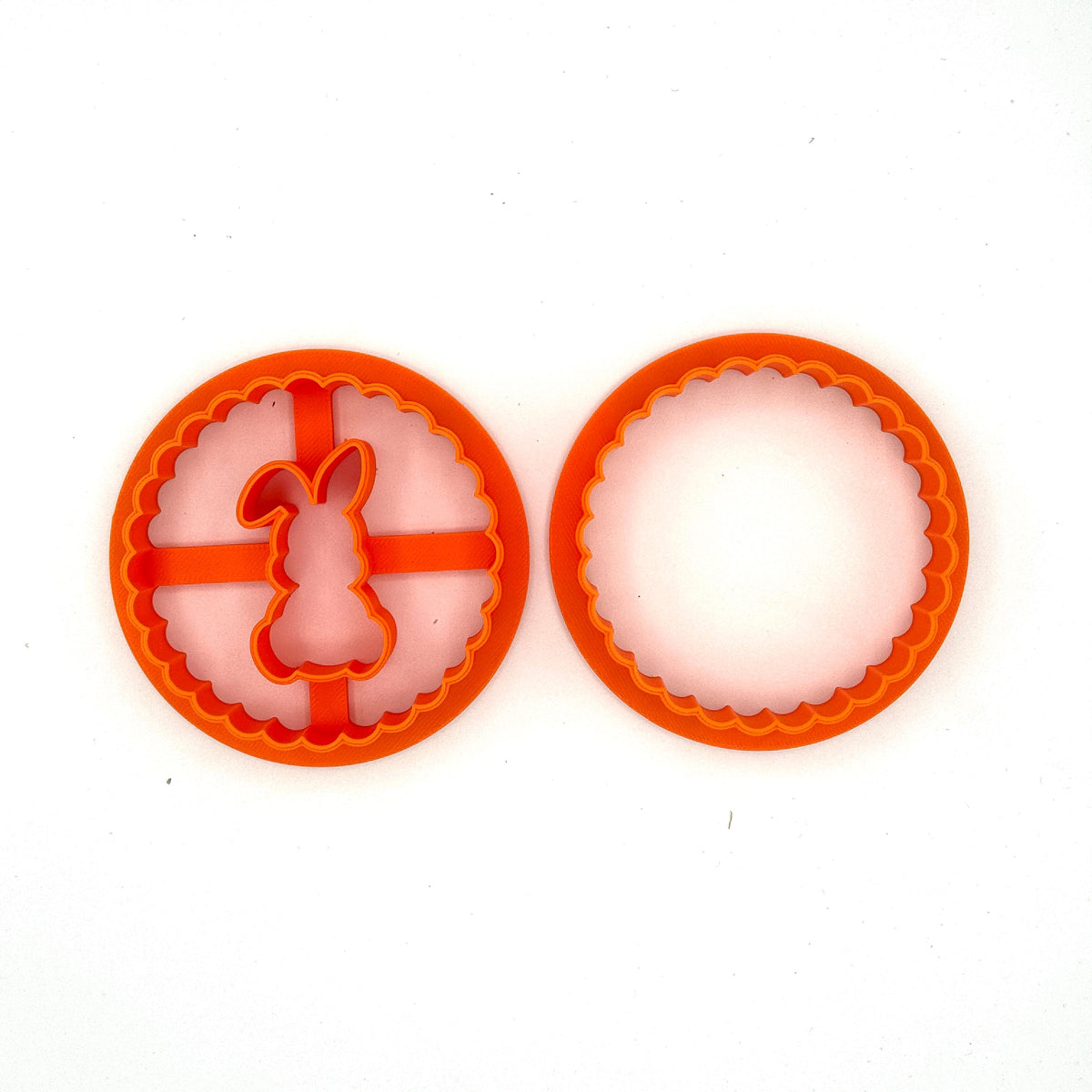 Linzer Bunny Cookie Cutter - 2-Piece, Round Scalloped - Perfect Easter Linzer Cookies